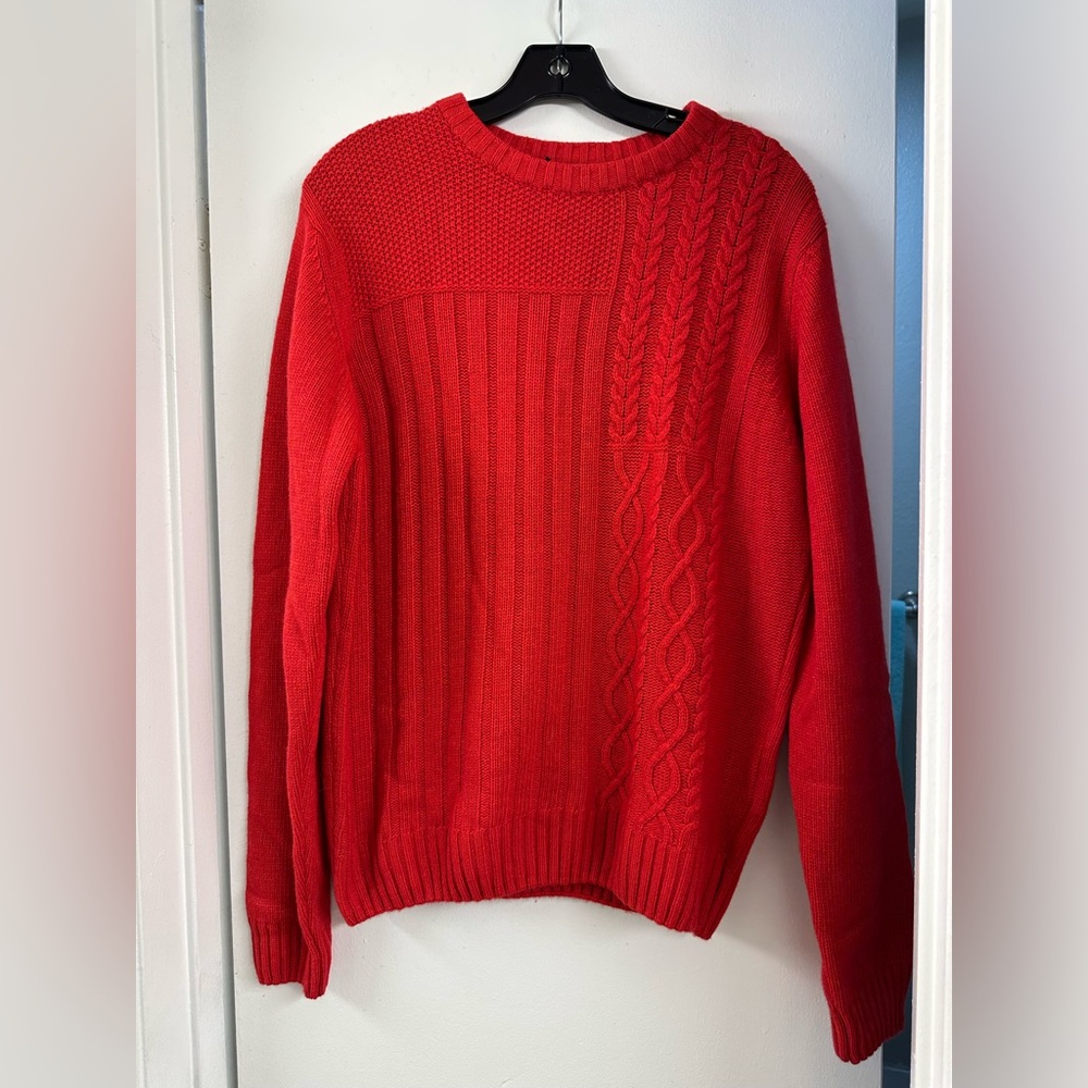 NWT Manuel Ritz Red Cable Knit Sweater Wool Cashmere blended Holiday Red Sweater
